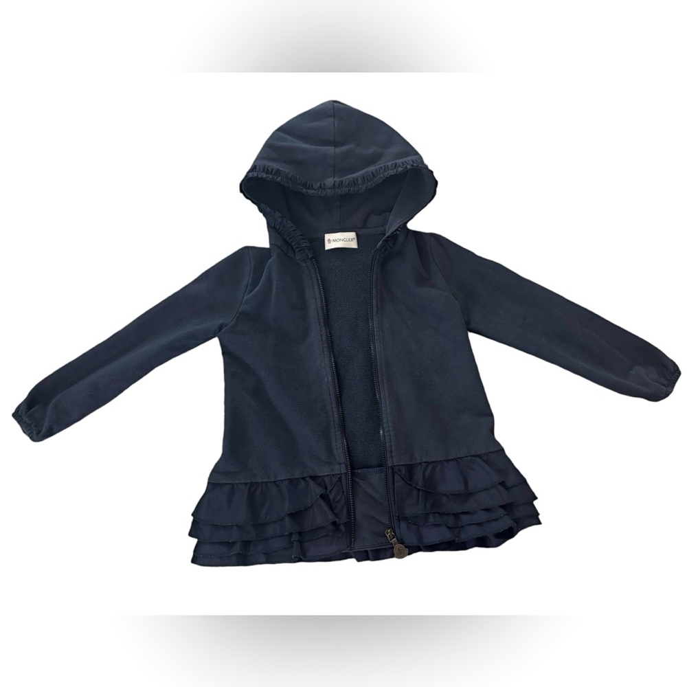 Host Pick! 🎉Moncler Maglia Girls Ruffle Cardigan Zipper Hoodie Sweater Navy Sz 2